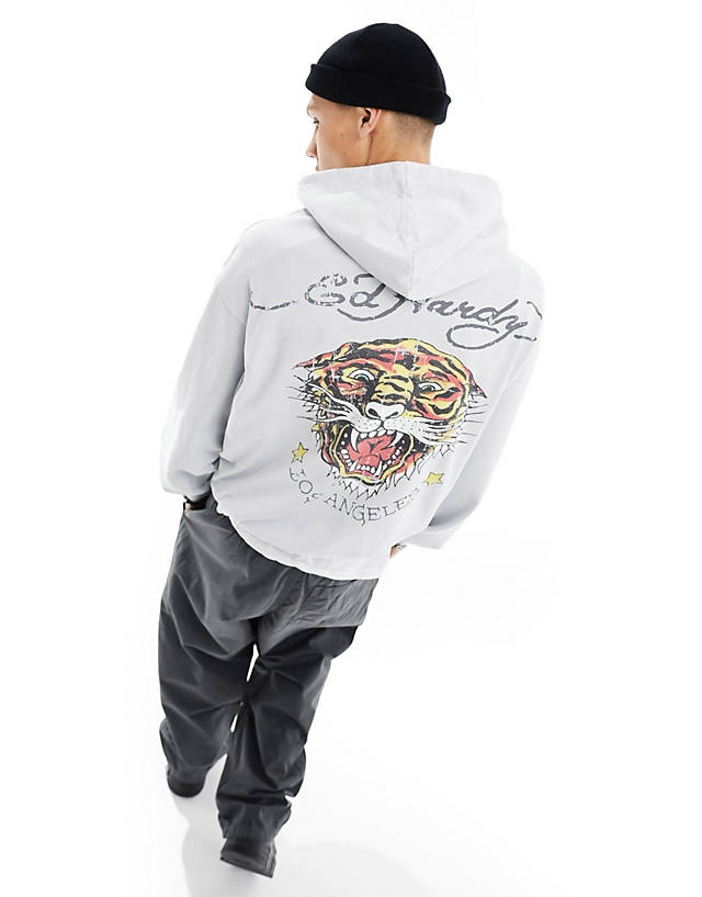 Ed Hardy - oversized hoodie with tiger back print