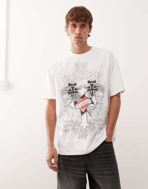 Ed Hardy punks not dead in LA boxy t-shirt in white
