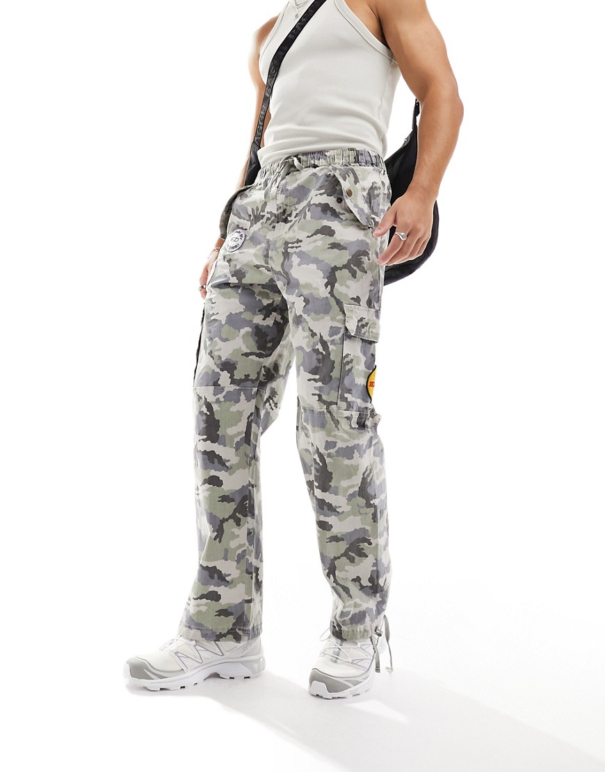 Ed Hardy relaxed cargo trousers in camo with graphics-Multi