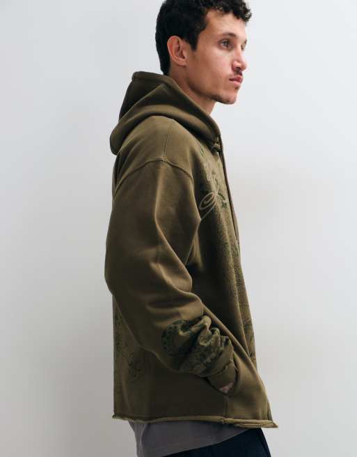 Ed Hardy relaxed hoodie-sæt med shadow graphic i khaki, 4 af 5
