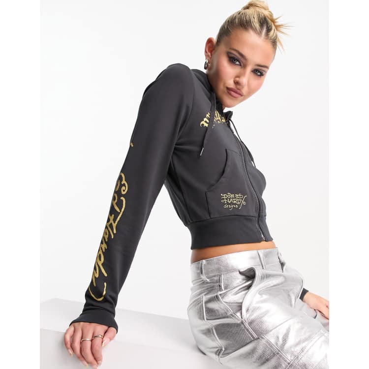 Ed Hardy relaxed hoodie zip through with vintage grpahic | ASOS