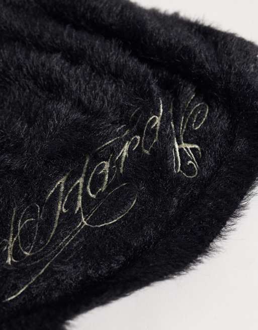 Ed Hardy script brushed beanie in black, 3 of 3