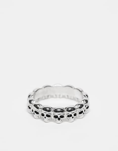 Ed Hardy skull band ring in silver - view 1