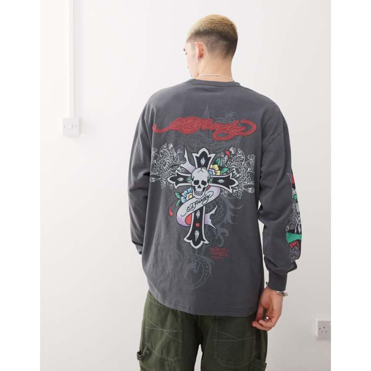 Ed Hardy クロス ブラック クロップドTシャツ NEW SH!T