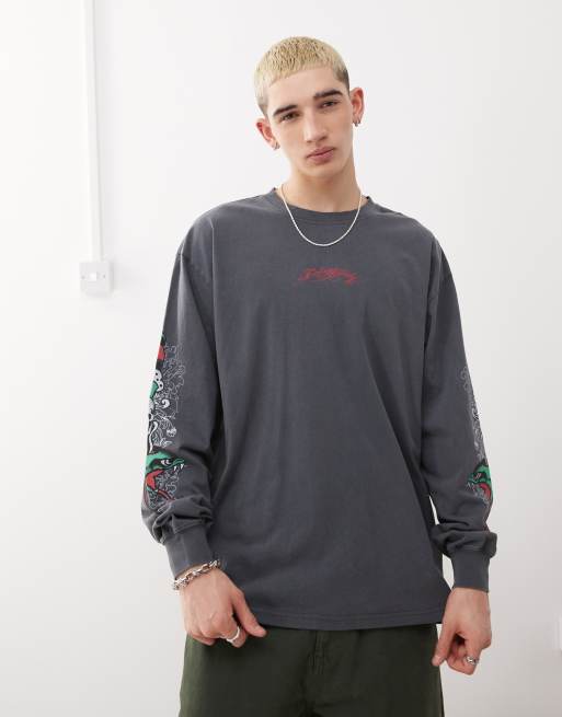 Ed Hardy skull cross abstract long sleeve t-shirt in black