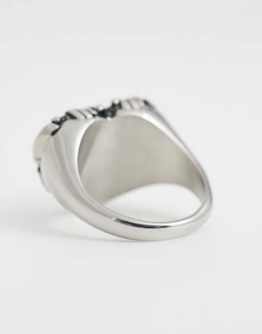 Ed Hardy small barbed heart signet ring in silver, 2 of 3