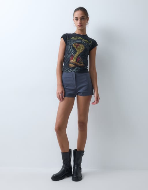 Ed Hardy snakebite cap sleeve tee in black, 2 of 5