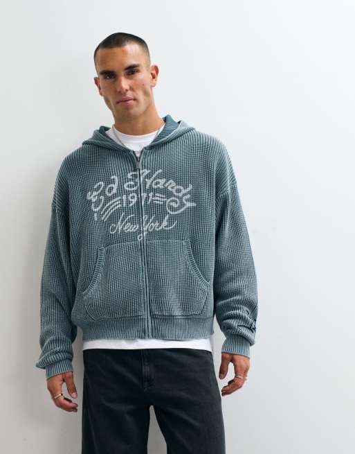 Ed Hardy soaring dragon knitted hoodie in blue, 2 of 5