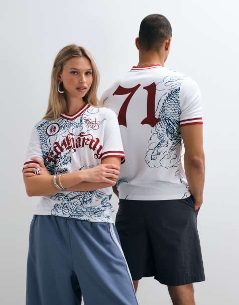 Ed Hardy soaring dragon unisex jersey in white