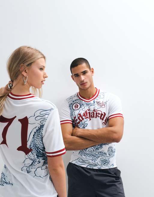 Ed Hardy soaring dragon unisex jersey in white, 2 of 5