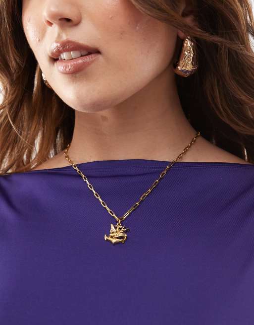 Ed Hardy swallow and anchor chunky chain necklace