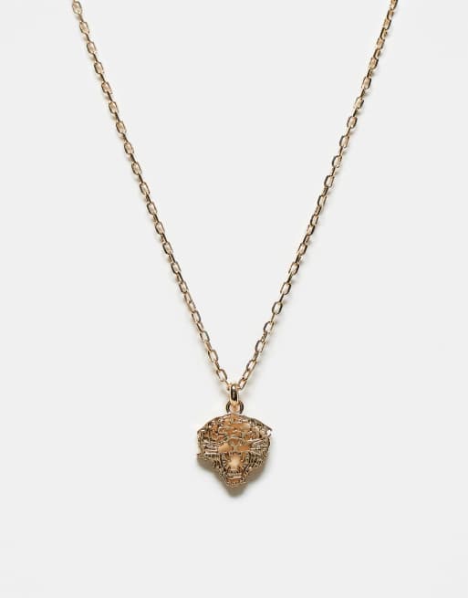Ed Hardy tiger pendant cable chain necklace in gold