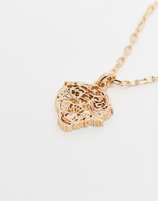 Ed Hardy tiger pendant cable chain necklace in gold | ASOS