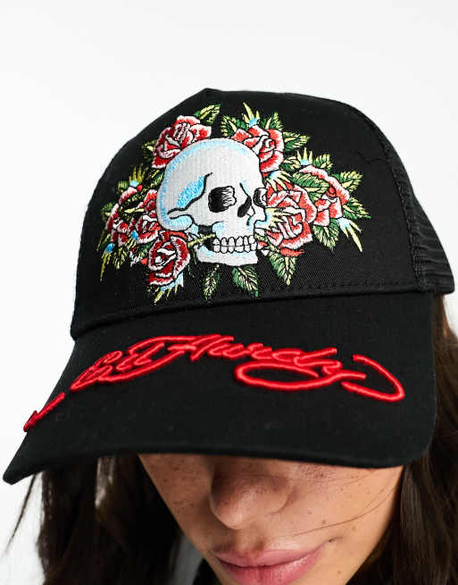 Ed Hardy trucker cap in black with skull embroidery, 2 of 4