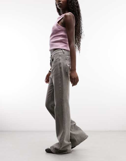 Ed Hardy twisted serpent flared jeans in grey, 3 of 5
