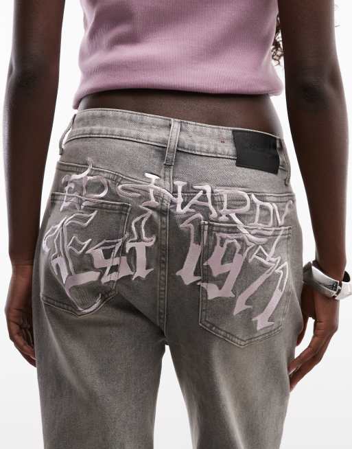 Ed Hardy twisted serpent flared jeans in grey, 4 of 5