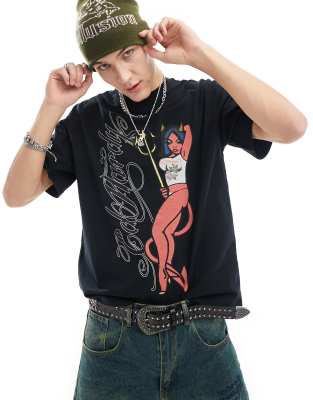 Ed Hardy unisex oversized t-shirt with retro graphic