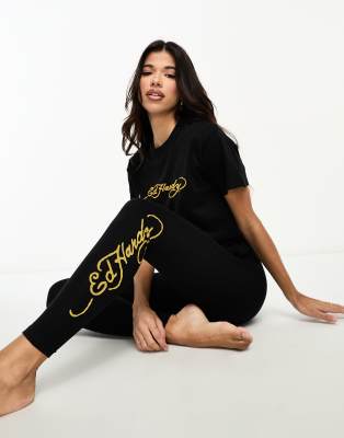 Ed Hardy Ed Hardy zaina long sleep set in black