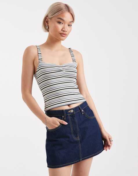 Edikted Adelia striped ruched tank top in multi stripe - view 1