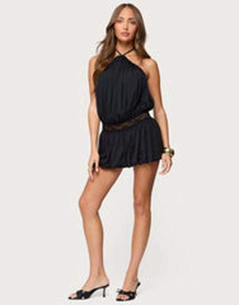 Edikted Aida backless bubble mini dress in black