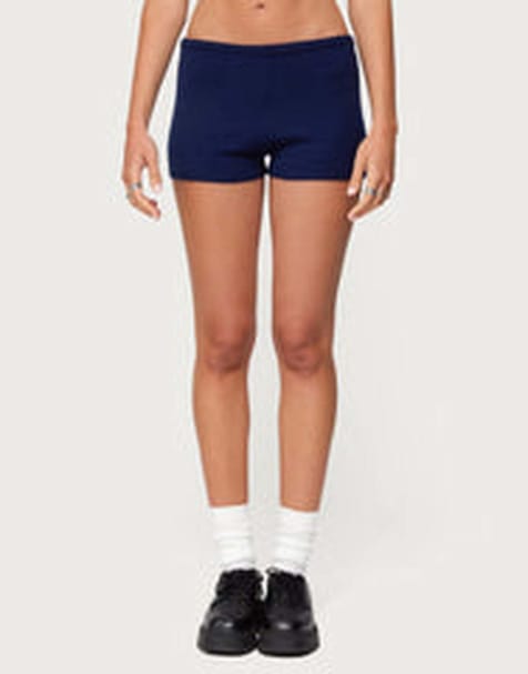 Edikted Arianna knit shorts in navy