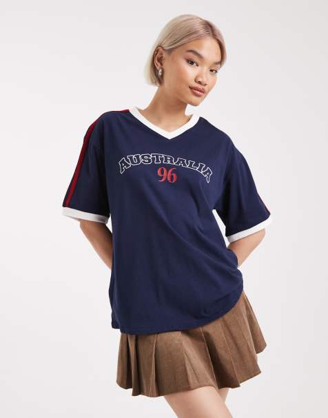 Edikted Australia 96 contrast oversized t-shirt in navy - view 1