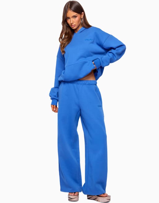 Edikted basic girl oversized edikted hoodie in blue, 4 of 5