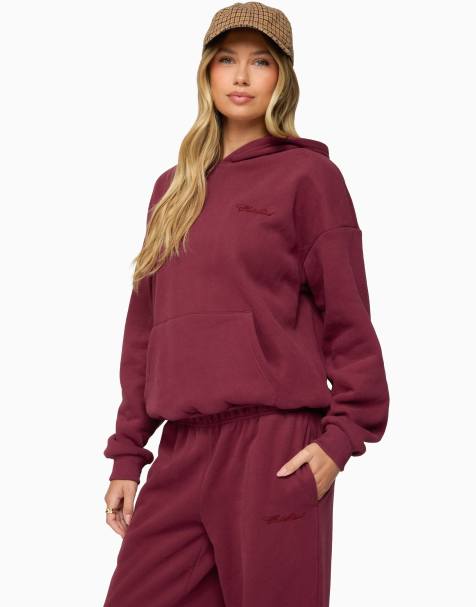 Edikted basic girl oversized edikted hoodie in burgundy - view 1