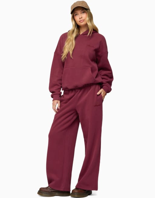 Edikted basic girl oversized edikted hoodie in burgundy, 4 of 5