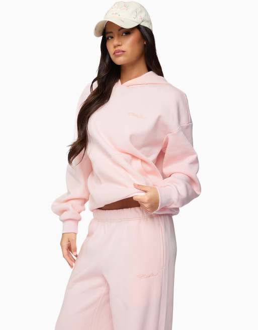 Edikted basic girl oversized edikted hoodie in light-pink, 3 of 5