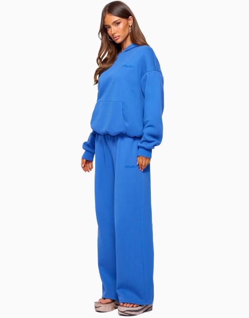 Edikted basic girl wide leg edikted sweatpants in blue, 5 of 5