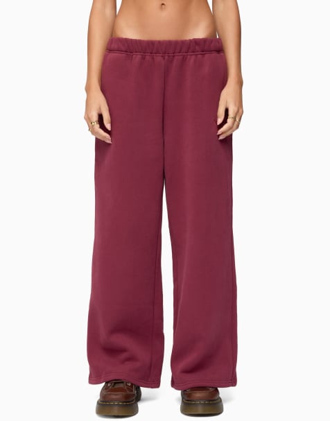 Edikted basic girl wide leg edikted sweatpants in burgundy - view 1