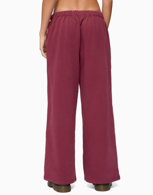 Edikted basic girl wide leg edikted sweatpants in burgundy, 2 of 5