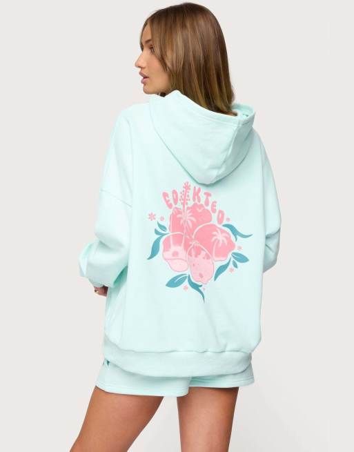 Edikted Beach bloom hoodie in mint