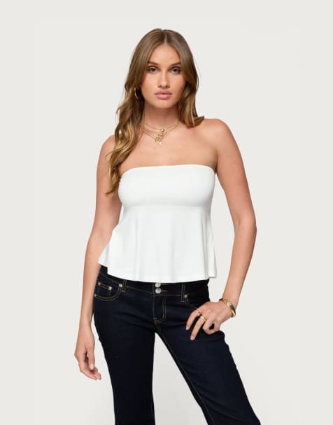 Edikted Beaux strapless babydoll top in white