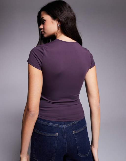 Edikted Becca boat neck top in purple , 4 of 4