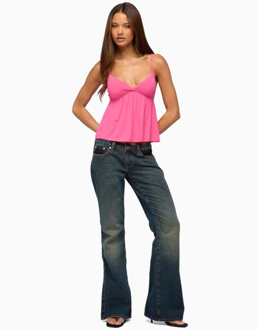 Edikted belen lacey babydoll top in pink, 4 of 5