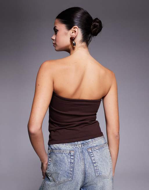 Edikted built in bra tube top in brown, 4 of 4