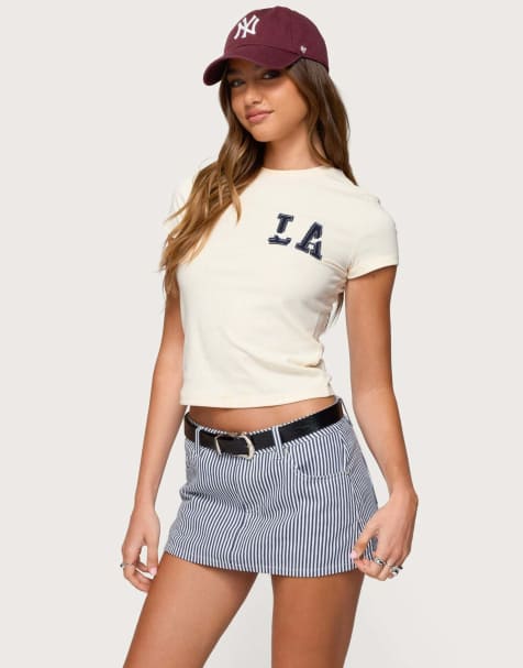 Edikted Cali babe t shirt in cream - view 1