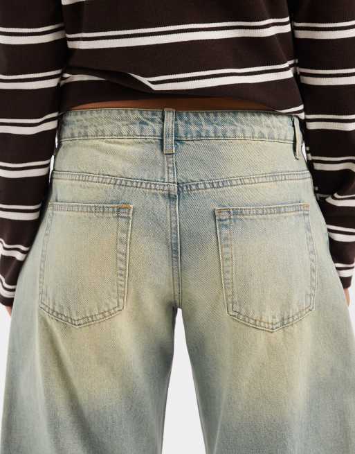 Edikted Cayden low rise washed barrel jeans in blue vintage , 5 of 5