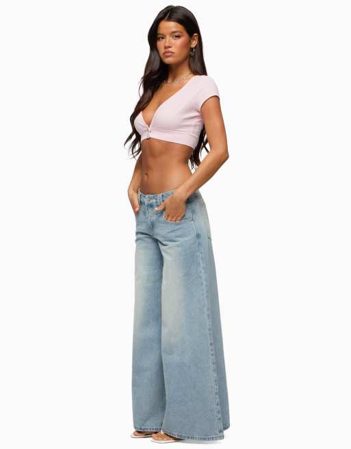 Edikted cecey button up crop top in pink, 4 of 5