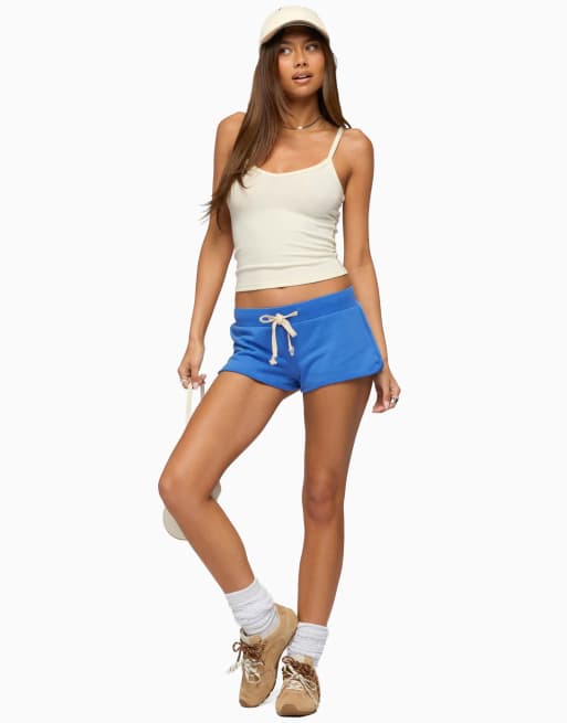 Edikted celiah french terry shorts in blue, 4 of 5