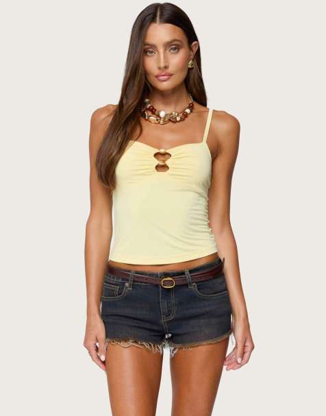 Edikted Chantelle keyhole tank top in yellow - view 1