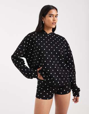 Edikted Chelsie polka dot hoodie in black