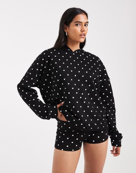 Edikted Chelsie polka dot hoodie in black - view 1