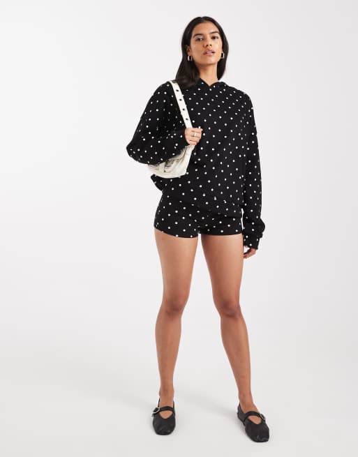 Edikted Chelsie polka dot hoodie in black | ASOS