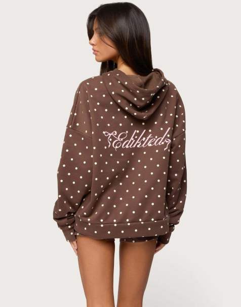 Edikted Chelsie polka dot hoodie in brown - view 1