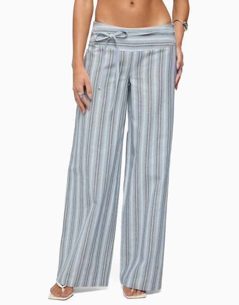 Edikted chera striped wide leg pants in blue - view 1