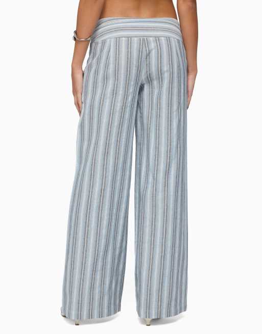 Edikted chera striped wide leg pants in blue, 2 of 5