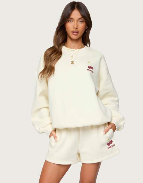 Edikted Cherry babe sweatshirt in cream - view 1